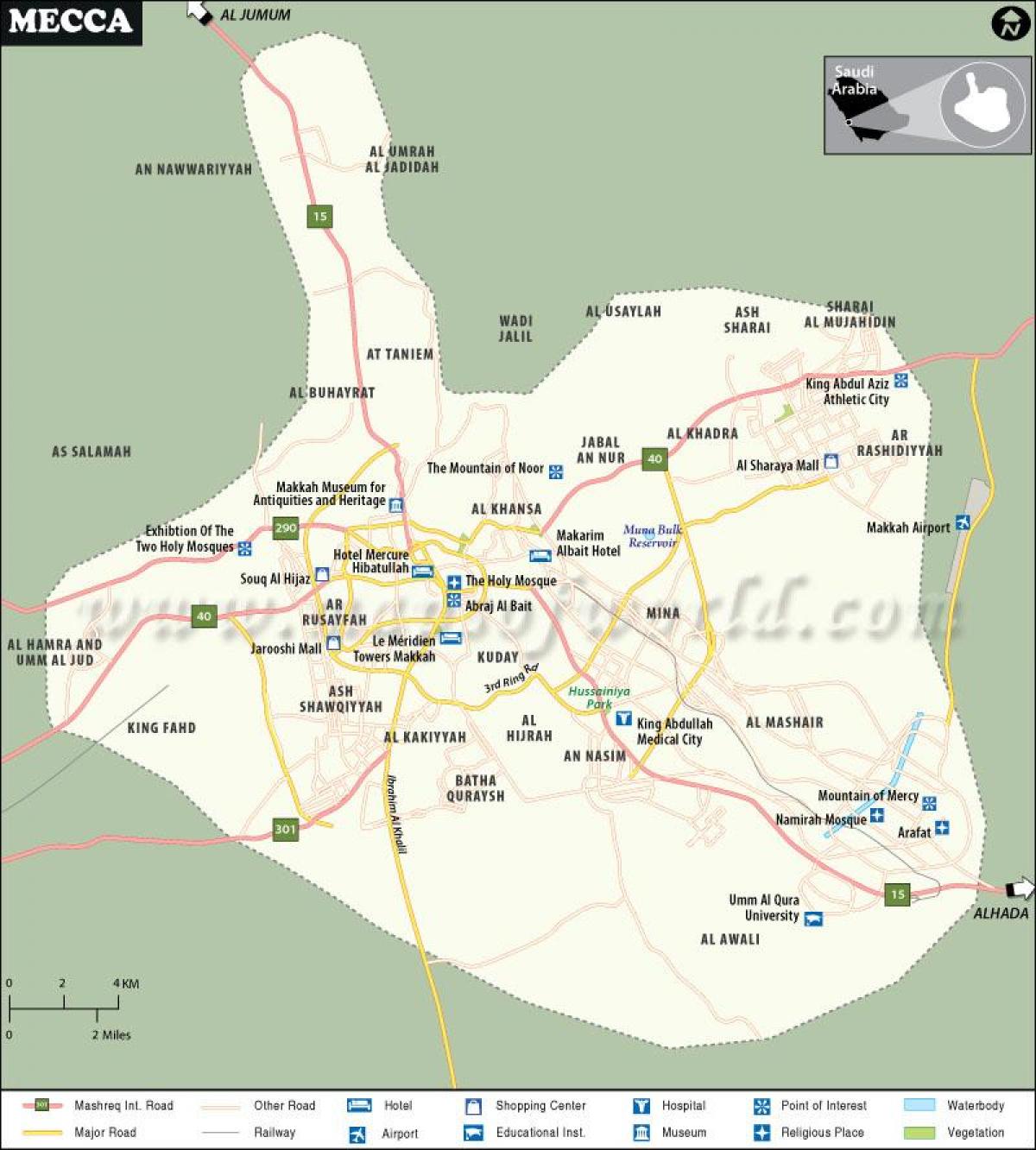 خريطة المعالم السياحية لمكة المكرمة (مكة المكرمة)